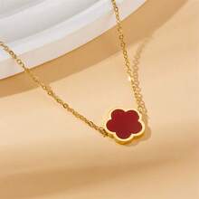 1 chiếc mặt dây chuyền hoa may mắn bằng thép không gỉ thiết kế thanh lịch dành cho nam nữ làm quà tặng, dây chuyền xích khóa xếp tầng thời trang, thích hợp cho kỳ nghỉ, hẹn hò và thường ngày - dây chuyền năm bông hoa - Xem 4