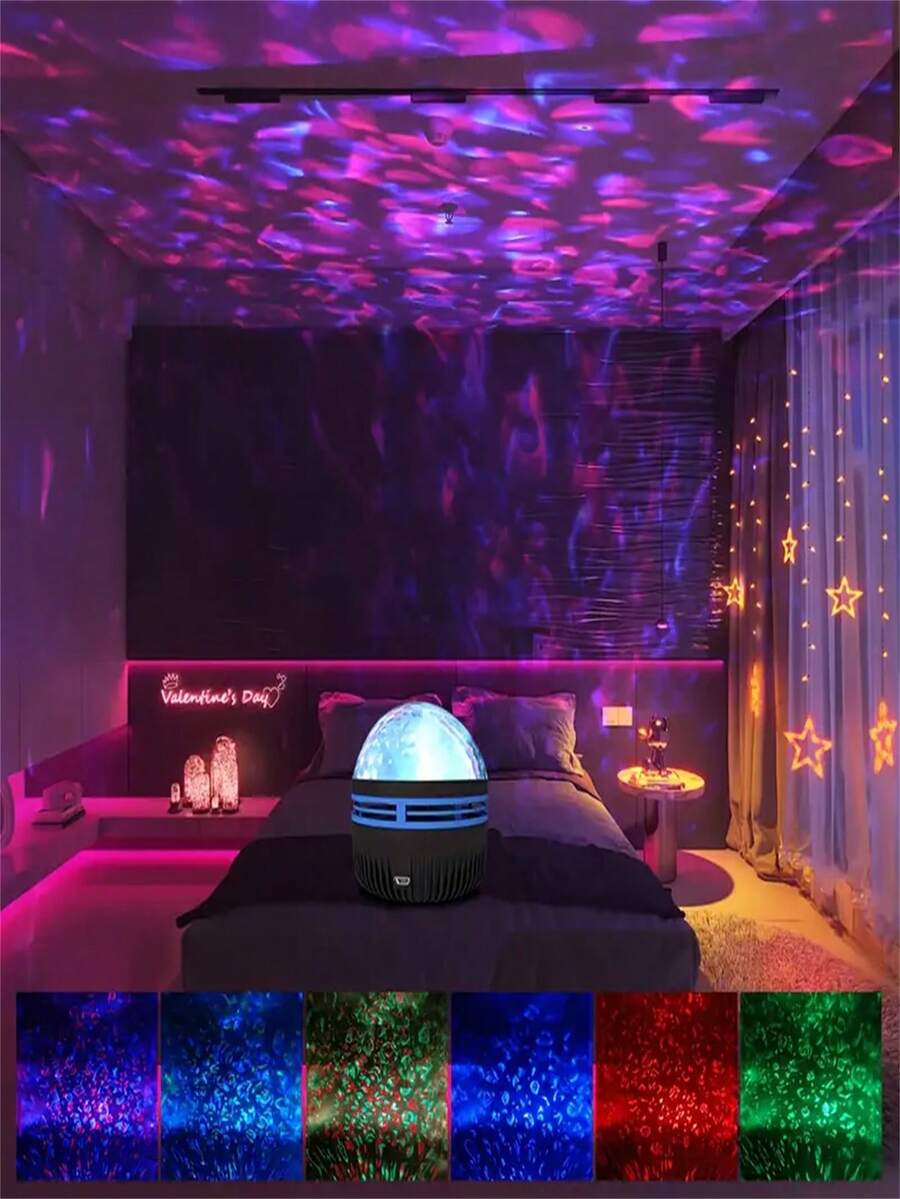 1 máy chiếu đèn LED dạng sóng, nhiều mẫu màu có điều khiển từ xa, đèn chiếu sao thiên hà, máy chiếu đèn ngủ phòng ngủ, máy chiếu sóng, máy chiếu sao, rạp hát tại nhà, trần nhà, đồ trang trí quà tặng giáng sinh, quà tặng valentine, cắm trại, đồ trang trí đám cưới, đèn ngủ lãng mạn