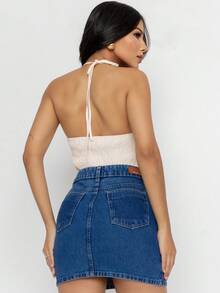 Women's Basic Denim Skirt: Comfort And Style For All Occasions - 中等水洗藍 - 查看 2
