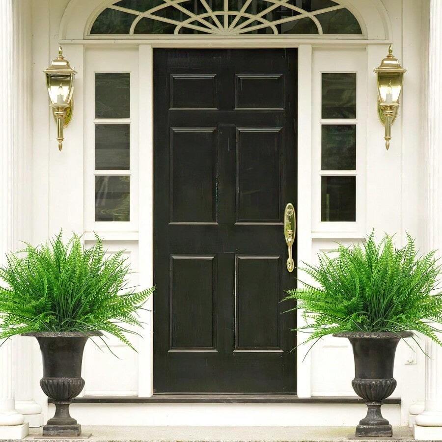 波士顿和小麦，10 件人造蕨类植物适用于户外，假灌木蕨类植物波士顿小麦草大型抗紫外线绿植适用于花园窗户前廊家居装饰（波士顿和小麦，10 件 - 綠色 - 查看 1