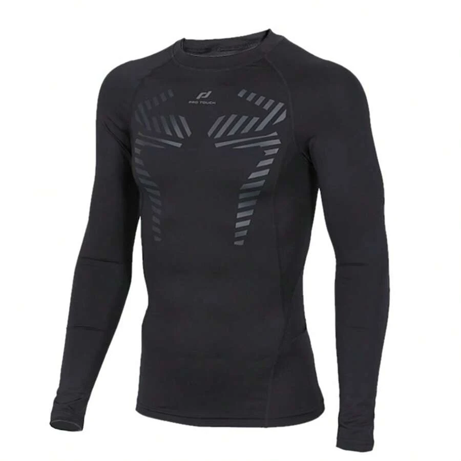 PRO TOUCH Camiseta de Manga Longa Dilios II Ux IAP Estilo Namorado, Macia, Respirável, Roupa Esportiva de Fitness e Treinamento. Observação: Tamanho Pequeno, Aconselha-se Escolher um Tamanho Maior no Estilo Namorado. - Preto - Visão 1