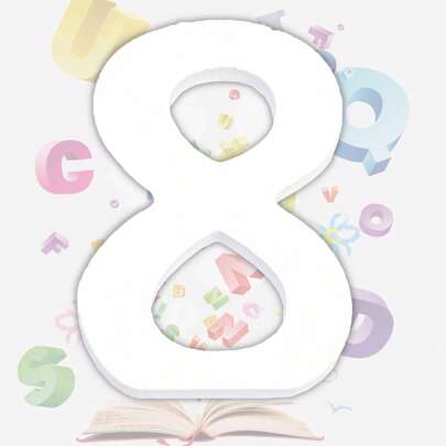 1pc 11cm Unfinished Wooden Decorative Number 8, White Wooden Letter Home Wall Decor, Large Vertical Alphabet Letters For Crafts, Party, Home Decoration