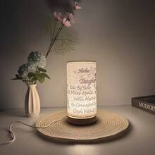 Chụp đèn vải tối giản có đế gỗ - Nguồn điện USB Ánh sáng ấm áp Màu trơn, Thích hợp cho đầu giường phòng ngủ, Tiết kiệm năng lượng và Bảo vệ mắt - trắng - Xem 3