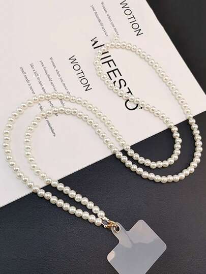 1 pezzo Collana tracolla per telefono unica con perle e catena fatta a mano, accessorio alla moda con compatibilità per custodie, regalo di design portatile e alla moda per madre, famiglia, amici, compleanni, vacanze