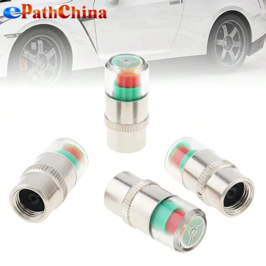 4 件装 2.4Bar / 36Psi 可视轮胎压力警告轮胎盖，带压力表，适用于汽车轮胎，轮胎压力检测诊断套件 - 銀色 - 查看 1