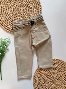 Baby Boy's Jeans With Belt - 米色 - 查看 1