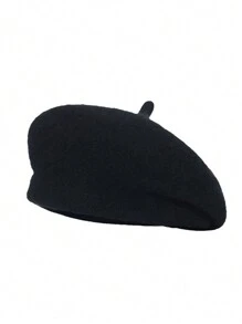 1pc Women's New Fashion High-Grade Versatile Elegant Curled Sheepskin Beret Headwear, Autumn/Winter, Japanese-Style Artistic Painter Hat, British Style