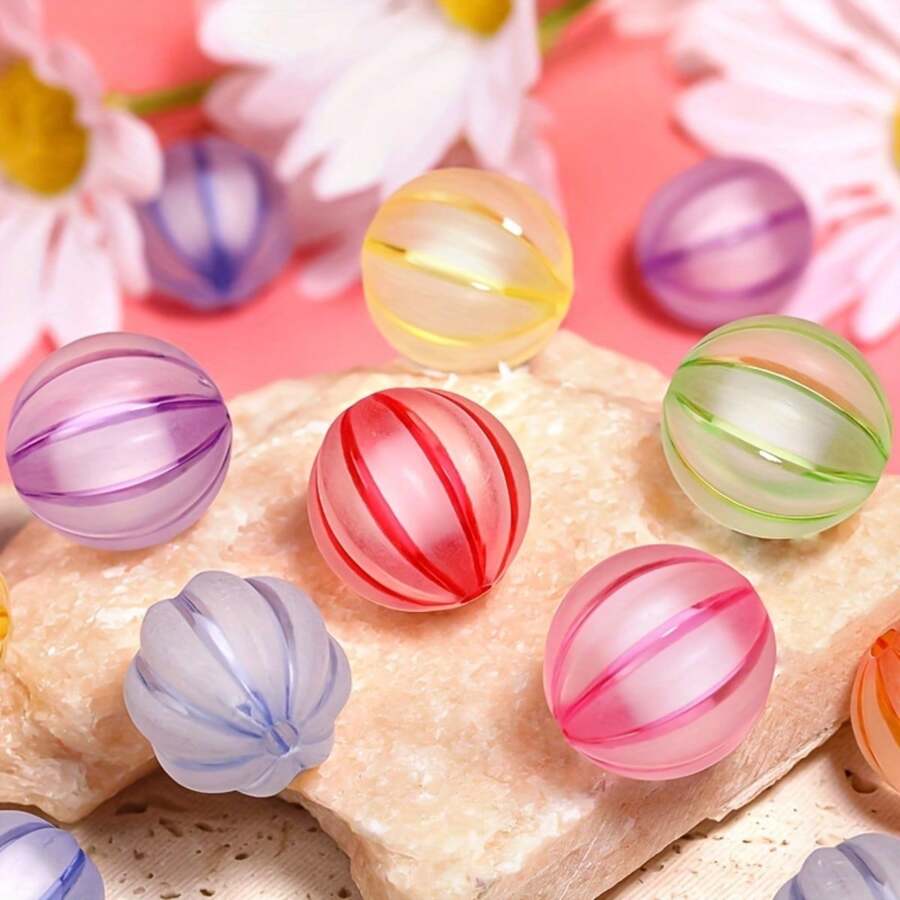 50 件 16 毫米混色哑光南瓜亚克力珠、DIY 钥匙扣装饰珠、珠宝制作配件 - 彩色 - 查看 1