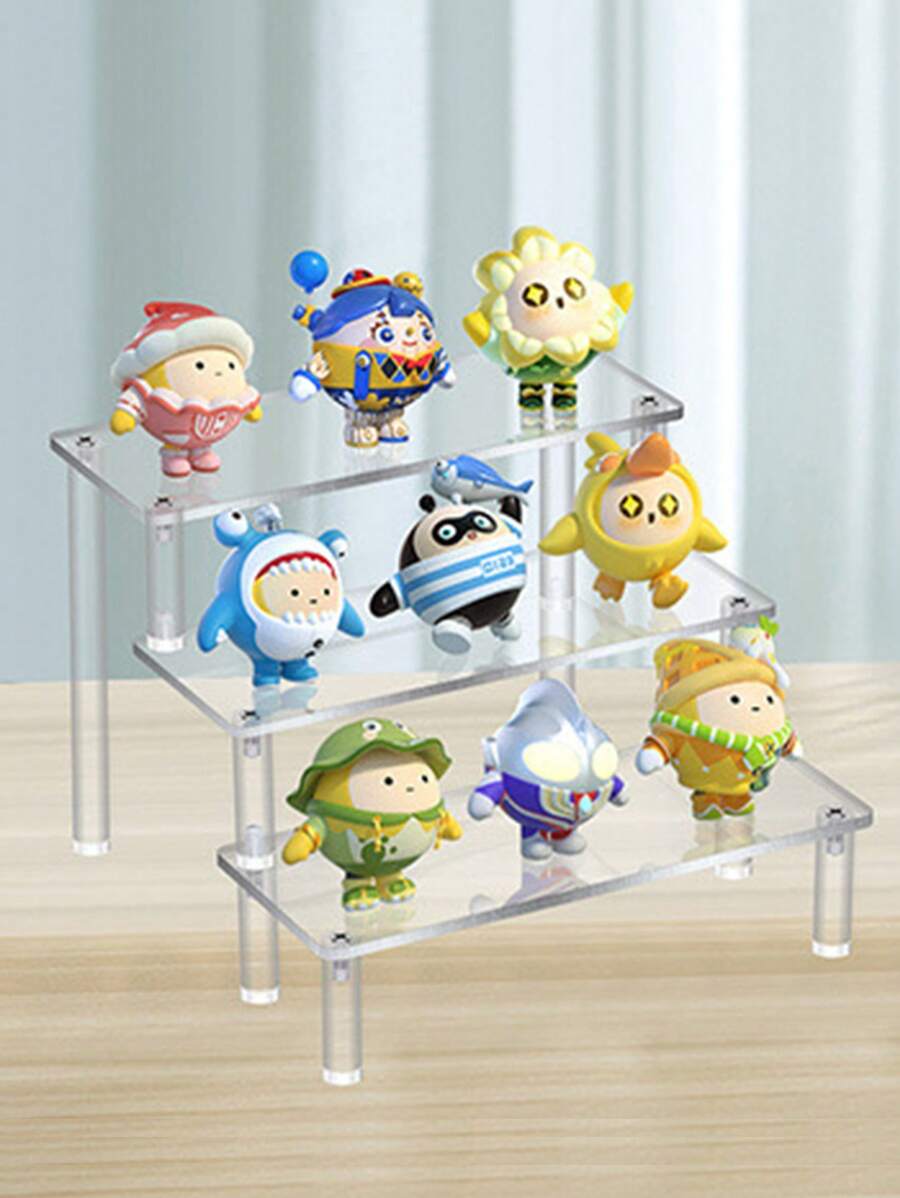 1pc Multifunctional Extra Large Clear Acrylic Display Stand, Blind Box, Action Figure, Jewelry, Collectible Tiered Storage Rack - Clear - View 1