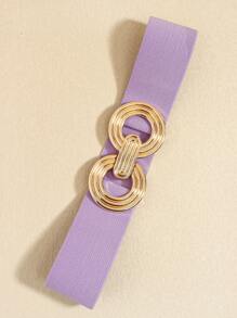 1 Peça Cinto Elástico com Fivela de Metal da Moda, Decoração para Vestido e Camisa no Verão, Escola no Outono, Outono, Halloween - Roxo - Visão 5