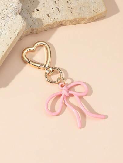 1pc Women's Pink Bowknot Keychain, Korean Style Simple Bowknot Phone Strap Bag Accessory, Gift For Best Friend Valentine's Day Valentines Car Accessories Bag Charm School Cute Goth Y2k