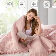 Elegant Phoebe 2/3 Pieces Mini Diamond Patterning Bedding Comforter Set,All Season Family Home Textile Fits Modern Bedroom Décor,2 Pieces For Twin-Twin XL Size And 3 Pieces For Full-Queen-King-Cal King Size, Mother's Day Thanks Giving Gifts - 臉紅 - 查看 3