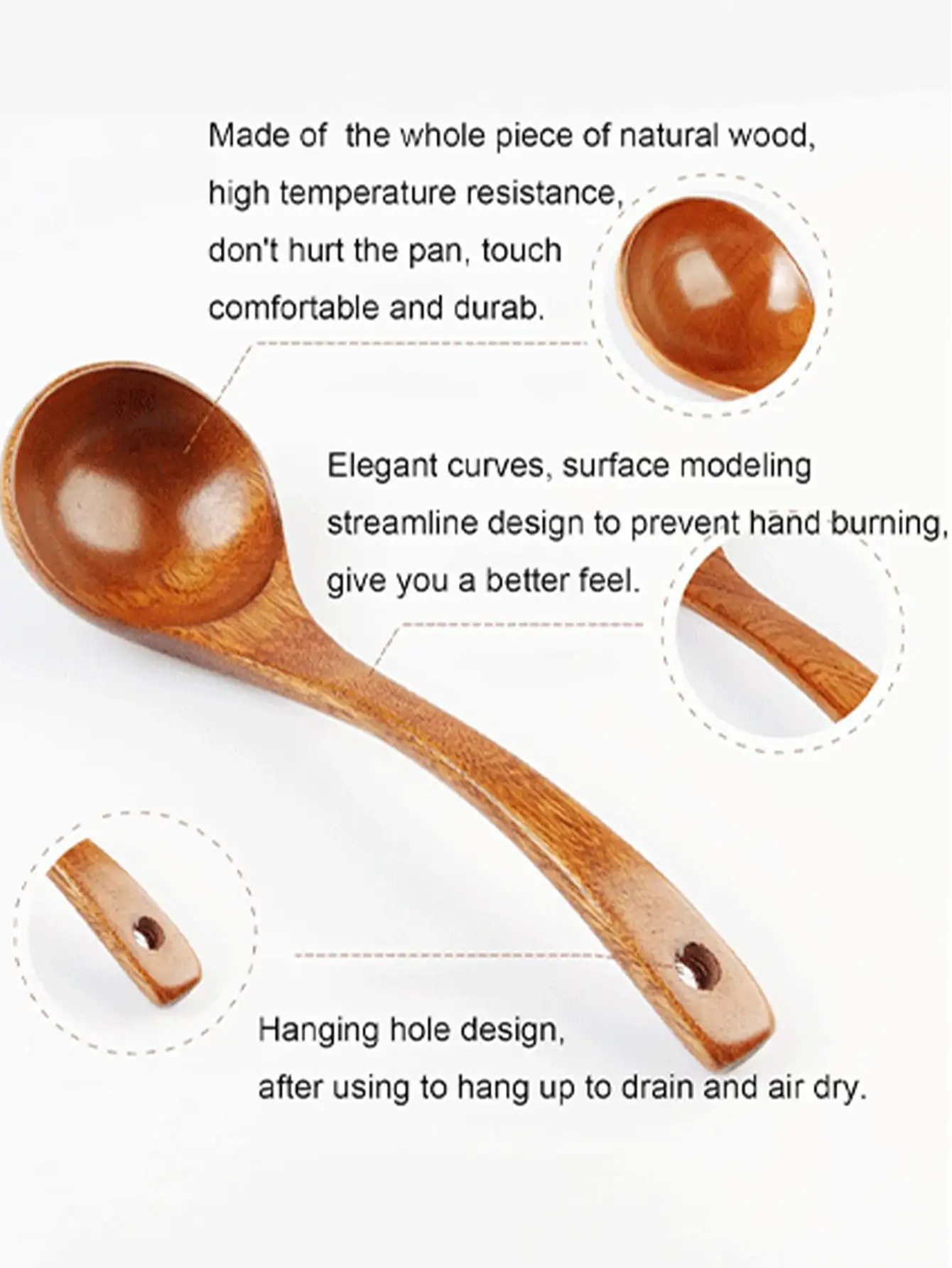 1 Stück Holzsuppen-Kelle, Holz-Porridge-Löffel mit langem Griff, handgefertigter Holzküchenlöffel, Holzrührlöffel für Zuhause, massiver Holzsuppen-Löffel, Holzlöffel, Suppenlöffel mit langem Griff für Kochtöpfe, zum Gebrauch von Holzlöffeln, Holzsuppen-Löffel mit langem Griff, für Gerichte, Reis, Salat, Küchenutensilien-Löffel, zum Kochen, Küche, Essen