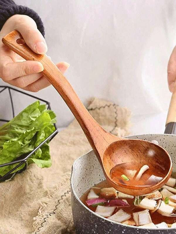 1 pièce Louche à soupe en bois, cuillère à porridge manche long en bois, cuillère de cuisine en bois fait main, cuillère à remuer en bois pour la maison, cuillère à soupe en bois massif, cuillère en bois, cuillère à pot chaud manche long, cuillère en bois sûre à utiliser, cuillère à soupe en bois manche long, pour les plats, le riz, la salade, ustensile de cuisine, pour la cuisson, la cuisine, la salle à manger