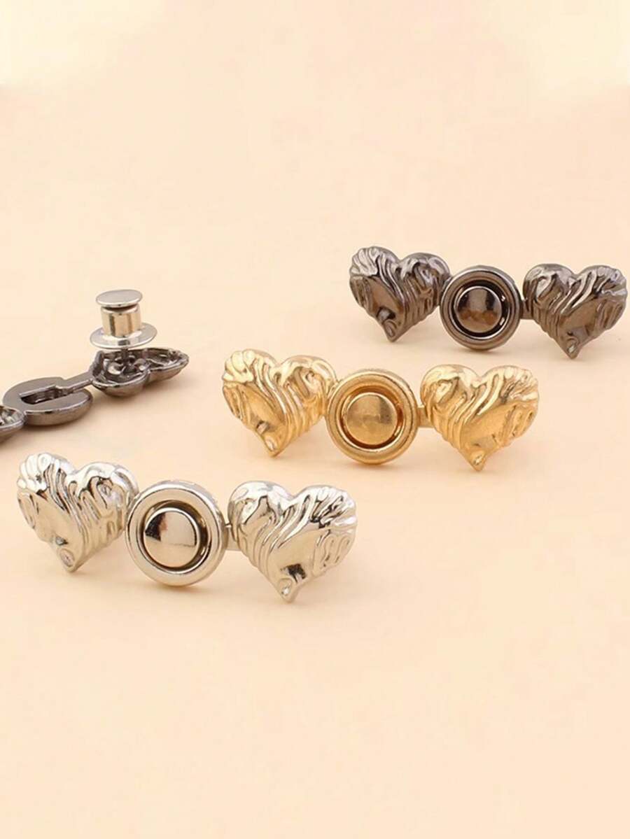 1 Pair Detachable No Drill Waist Cincher Belt Buckle Love Shape Waist