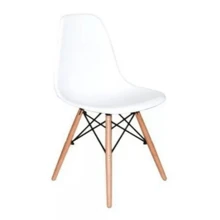 Charles Eames Eiffel Dining Chair Solid Wood Legs Iron Frame Polypropylene Seat Kitchen Office - trắng - Xem 2