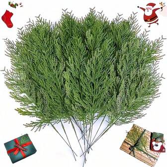5/10/20pcs Artificial Pine Branches, Fake Fir Tree Branches, Plastic Picking And Spray Painted Greenery Pine Branches, Suitable For Winter , Decoration, Room Decor, Gifts, Wedding Decoration, DIY Wreath, Home Living Room Decor, Valentine Day, Gift