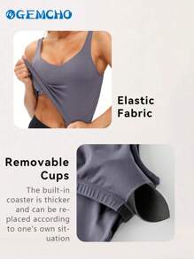 Tight Fitting Tank Top Longline Wirefree Padded With Medium Support Women Tank Top - Mauve Purple - View 7