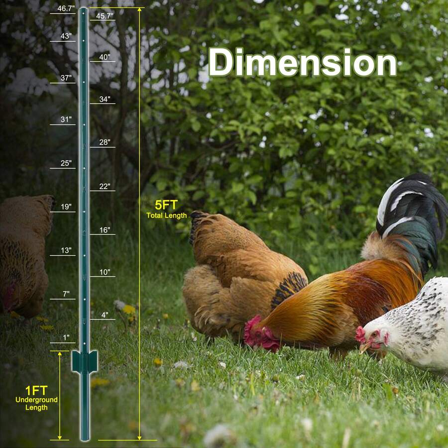 Durable 5ft Metal Fence Posts 10 Pack UChannel Steel Supports For