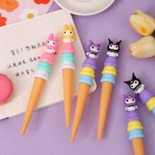 Sanrio 1pc/4pcs 4 Colors Ice Cream Gel Pen Highly Attractive Black Gel Pen 0.5 Student Stationery Prize