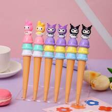 Sanrio 1pc/4pcs 4 Colors Ice Cream Gel Pen Highly Attractive Black Gel Pen 0.5 Student Stationery Prize