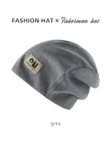 1 件字母图案涤纶羊毛针织冬季无檐便帽，秋冬