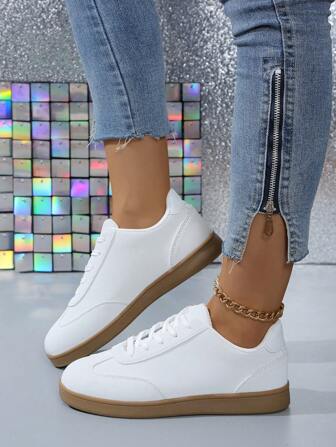 Plus Size Women's 2024 Spring Summer Autumn Casual Sneakers, Versatile Student Shoes, Comfy Flat Trainers, Sporty Gump Shoes