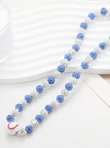 1 PIEZA Collar de cadena de cuentas con temática de béisbol, estilo deportivo para hombres, mujeres y atletas, Colección bling hielo, Joyería de collares de béisbol, Regalo para padre, hijo, familia, Navidad, San Valentín, mamá, madre, Día de la Madre