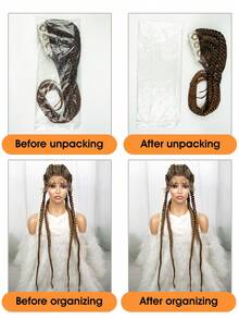 时尚长款四股蕾丝辫子假发，玉米辫马尾式假发，适合日常佩戴 - 鏽棕色 - 查看 12