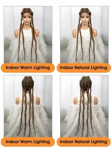 时尚长款四股蕾丝辫子假发，玉米辫马尾式假发，适合日常佩戴 - 鏽棕色 - 查看 10