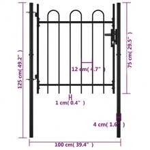 Hoop Top Single Door Garden Fence Gate 39.4x29.5 For Backyard And Security - 黑色 - 查看 4