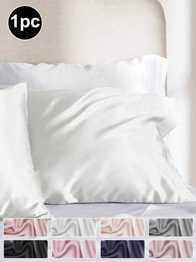 1pc Minimalist Solid Color Sateen Pillowcase, Comfortable Breathable Soft Silky With Envelope Closure Cushion Cover (Pillow Insert Not Included) Gifts Birthday Graduation