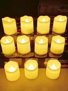 6/12/24/48支装暖色无焰LED蜡烛，电池供电，逼真蜡烛造型，暖白光，适用于婚礼、圣诞节、浪漫烛光晚餐、情人节装饰