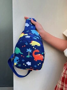 1 件带卡通恐龙独角兽图案的斜跨单肩包，可爱、时尚、触感舒适，容量充足，适合在幼儿园玩耍、拍照、搭配衣服，适合男孩和女孩，节日送给家人和朋友的礼物 书包，儿童书包，书包，儿童书包，儿童行李箱，幼儿园书包，恐龙书包，男孩儿童书包，非常适合女孩、女学生、男学生儿童旅行包 - 彩色 - 查看 4
