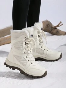 新款户外雪地靴，加厚保暖内衬防滑登山鞋 - 白色 - 查看 1