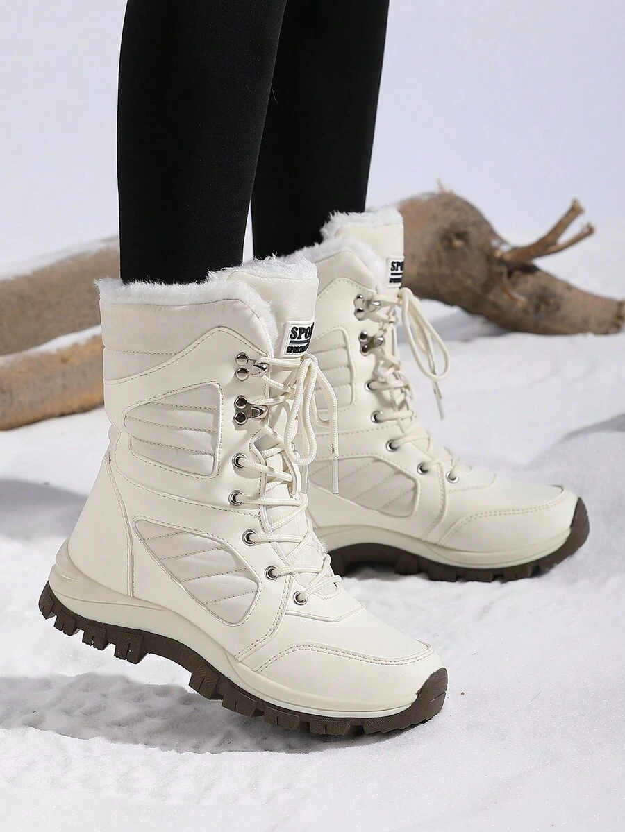 新款户外雪地靴，加厚保暖内衬防滑登山鞋 - 白色 - 查看 1