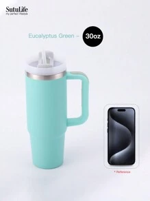 1 pieza, Vaso de 30 onzas con asa, Vaso al vacío reutilizable, Vaso aislado con tapa y pajitas, Tapa hermética, Vaso aislado, Mantiene frío, calor y hielo durante horas, de vuelta al colegio
