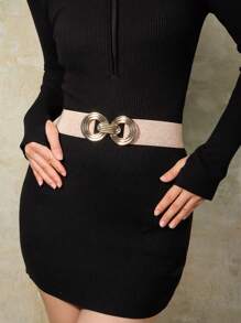 1 件优质金属扣弹性腰带，正装衬衫装饰夏季、秋季、万圣节 - 粉色 - 查看 8