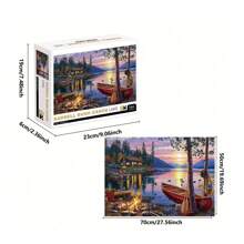 1 盒 1000 片高品质成人拼图，风景、油画、多肉植物、伦敦巴士、梦幻湖、热气球，27.56 X 19.68 英寸/70 X 50 厘米，厚纸板成人拼图玩具，益智减压趣味家庭游戏，适合家庭、客厅和办公室装饰，很棒的圣诞礼物