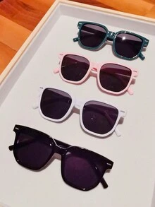 4 件套儿童方形镜框时尚眼镜，经典复古风格设计，适合男孩和女孩户外运动旅行节日派对装饰 - 彩色 - 查看 13