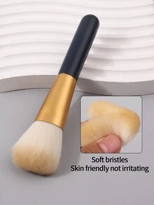 3 chiếc cọ má hồng chuyên nghiệp chất lượng cao cỡ lớn, cọ phấn phủ, cọ tạo khối, cọ cố định, cọ trang điểm cầm tay - Vàng - Xem 4