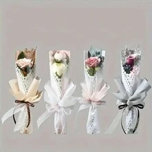 20 个/套单花包装袋，复古蕾丝装饰玫瑰花包装纸袋，节日用品，插花花店 OPP 透明包装袋，花束用品 - 蕾絲手提袋20pcs - 查看 5