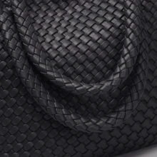 Woven Bag For Women, Vegan Leather Tote Bag Large Summer Beach Travel Handbag And Purse Retro Handmade Shoulder Bag - 黑色 - 查看 7