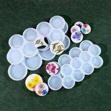 Moule en silicone à 8 cavités, moule artisanal à pendentif rond de tailles multiples pour bijoux, porte-clés, sacs à pendentifs - Blanc - Voir 3