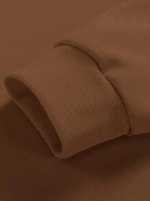 Men's Regular Fit Christmas Letter Print Crew Neck Long Sleeve Sweatshirt, Spring/Autumn - Coffee Brown - View 5