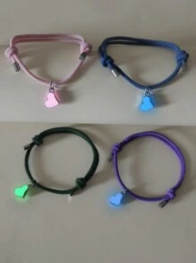 ATLVXJL Set de 4 piezas de joyería de trébol de cuatro hojas que brillan en la oscuridad para mejores amigos/hermanos/parejas, pulseras decorativas trenzadas activadas por la oscuridad, regalo de verano para parejas, madres, mujeres - Multicolor - Ver 7