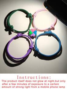 ATLVXJL Set de 4 piezas de joyería de trébol de cuatro hojas que brillan en la oscuridad para mejores amigos/hermanos/parejas, pulseras decorativas trenzadas activadas por la oscuridad, regalo de verano para parejas, madres, mujeres - Multicolor - Ver 9