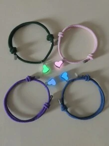 ATLVXJL Set de 4 piezas de joyería de trébol de cuatro hojas que brillan en la oscuridad para mejores amigos/hermanos/parejas, pulseras decorativas trenzadas activadas por la oscuridad, regalo de verano para parejas, madres, mujeres - Multicolor - Ver 5