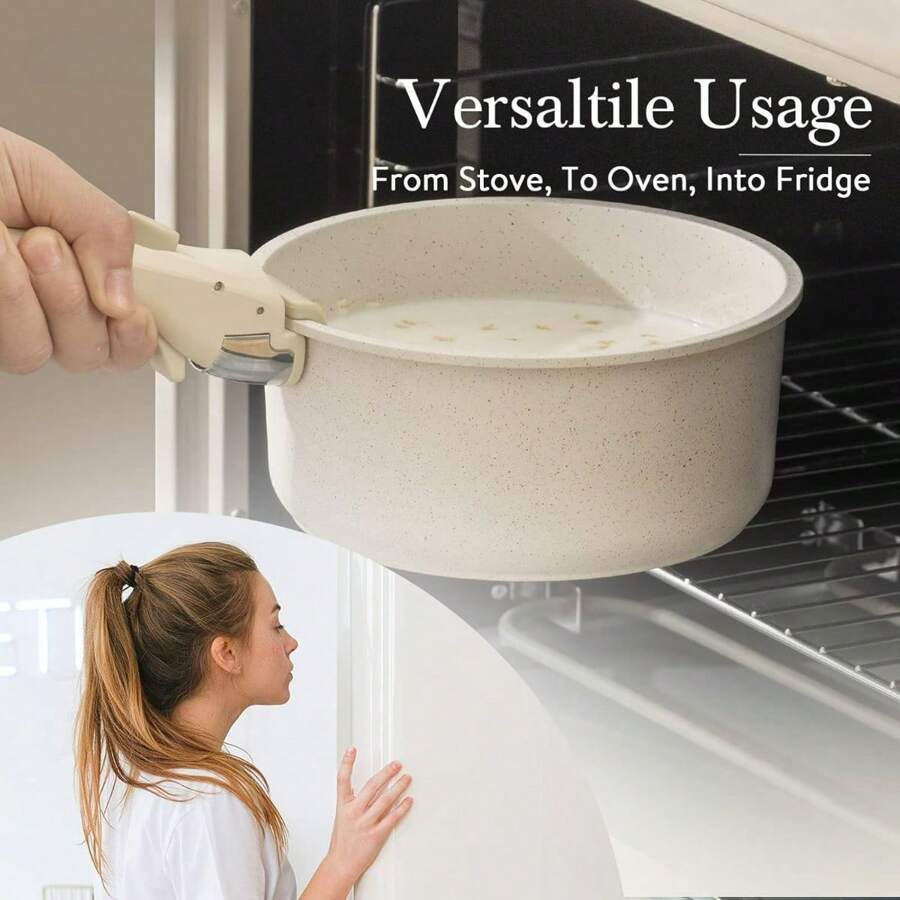 Nonstick Saucepan With Lid, Non Stick Sauce Pot With Detachable Handle