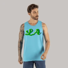 Los Angeles Font Printed T-Shirt Tank Top Street Fashion Good For Walking - 淺藍色 - 查看 1